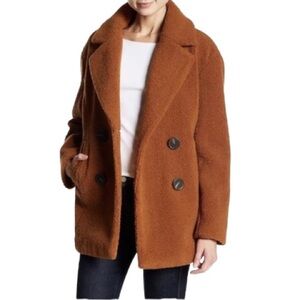 French Connection Faux-Fur Short Sherpa Teddy Coat